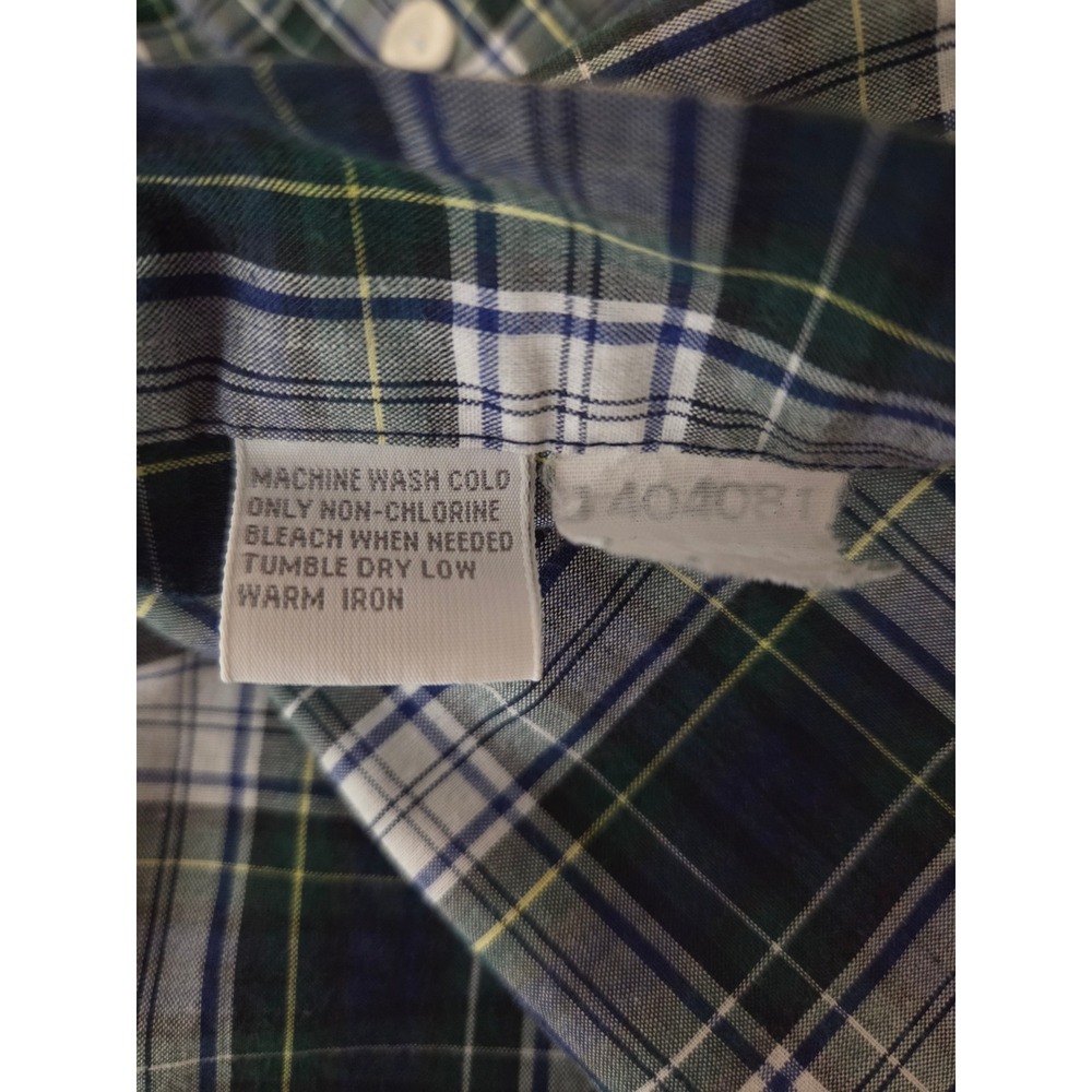 FOXCROFT button up blouse Women's size 12 Plaid Blue Green long sleeve Flip cuff - Picture 8 of 9
